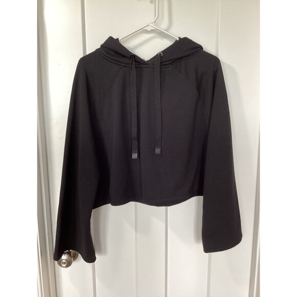 Athleta‎ Women Steady State Black Crop Hooded Pullover Sweatshirt Black Small - Picture 2 of 10